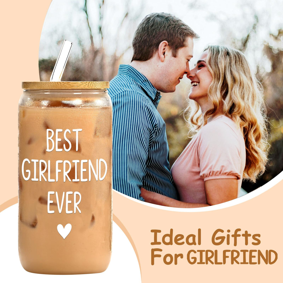 Valentines Day Gift for Her Girlfriend, Christmas, 16oz Glass Cup 🍁 All In One Marketplace Canada