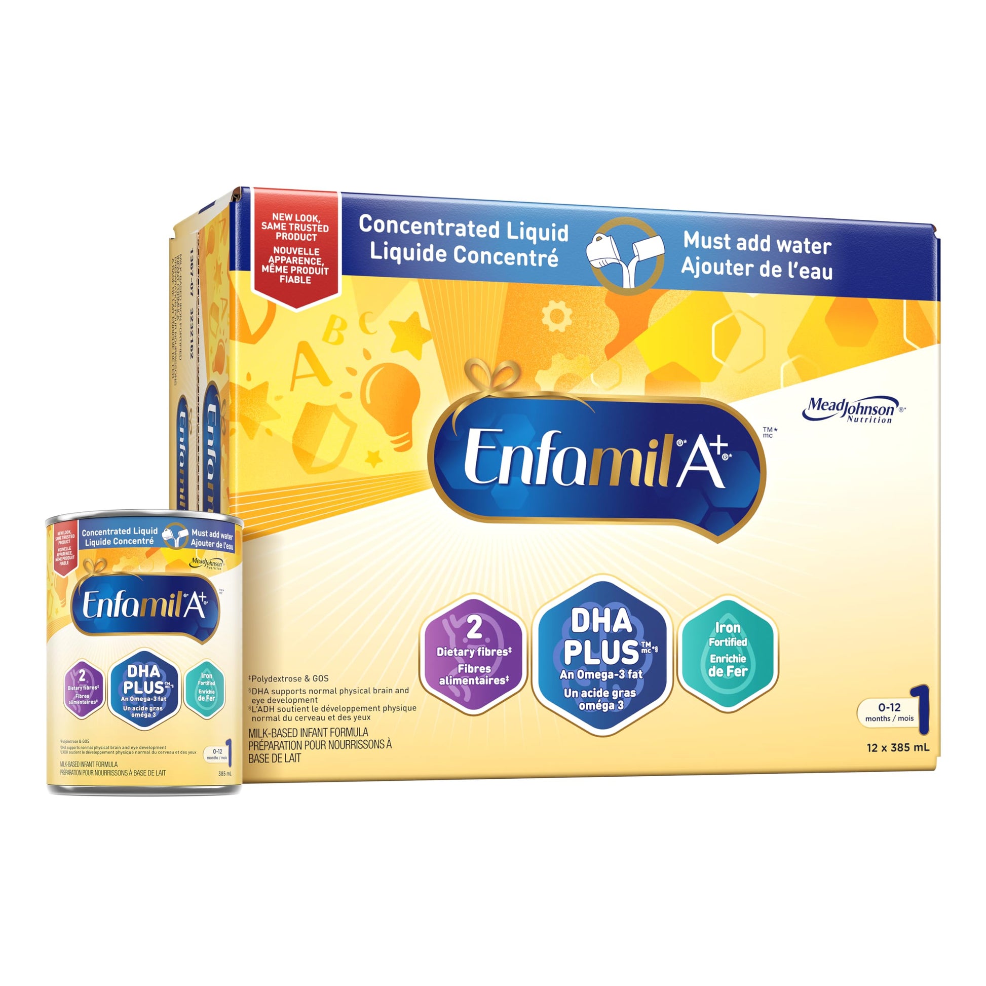 Enfamil A+ Infant Formula with DHA, Ready-to-Feed Liquid, 0-12 Months, 385mL (12-Pack)
