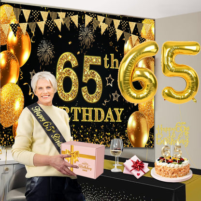 YeohJoy 65th Birthday Decorations for Men Women Black Gold 🍁 All In One Marketplace Canada
