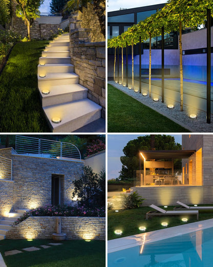 btfarm Solar Ground Lights, 10 Pack 8LED Solar Lights Outdoor Waterproof Garden, Pathway Lights Solar Powered in-Ground Lights, Disk Lights Landscape Lighting for Lawn Patio Yard Driveway, Warm White