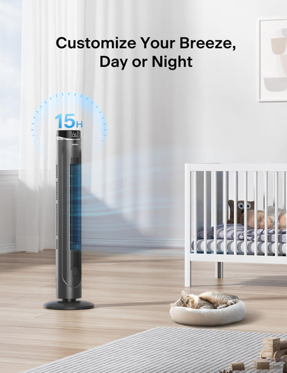Pelonis 42 inch Tower Fan for Bedroom, 5 Speeds, 4Modes with 28ft/s Standing Fan, 90° Oscillating Fans for Indoors, 15H & 23dB Quiet Timer, householad fans with Remote Control 🍁 All In One Marketplace Canada
