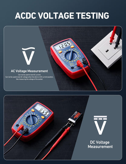 AstroAI Digital Multimeter 2000, Multimeter Tester with Volt Amp Ohm, Multi Meter Measures Voltage, Current, Resistance, Continuity and Diode, Backlight LCD Display, Blue