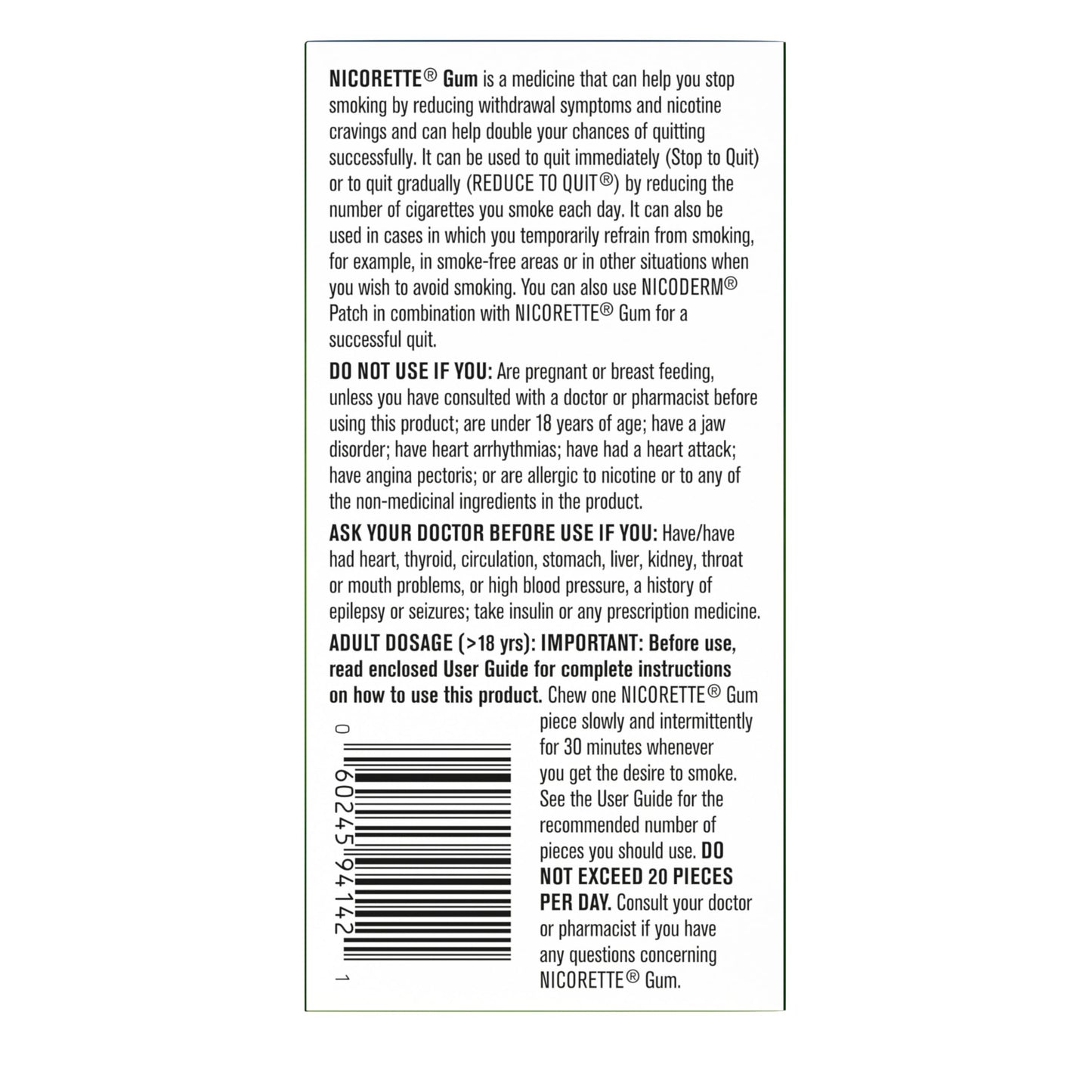 Nicorette Gum, Extreme Chill Mint, 2 mg, 105 Count Nicorette