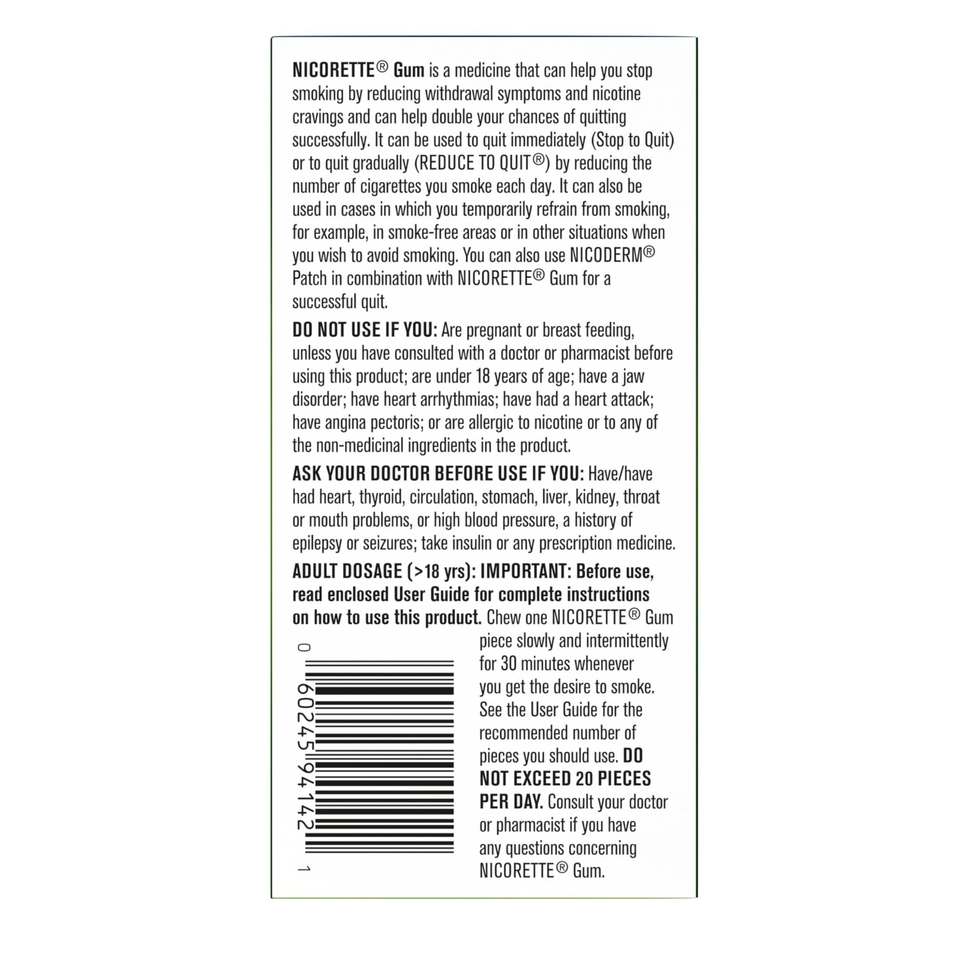 Nicorette Gum, Extreme Chill Mint, 2 mg, 105 Count Nicorette