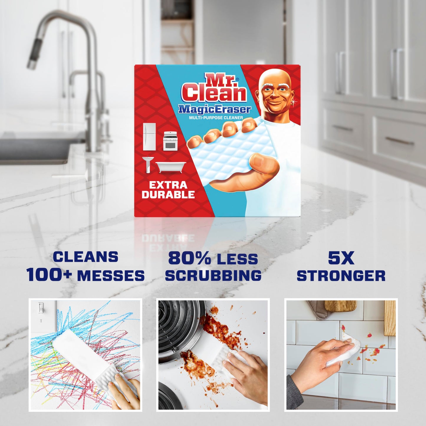 Mr. Clean Magic Eraser Extra Durable Scrubber & Cleaning Sponge 4ct. - Available at All In One Marketplace Canada