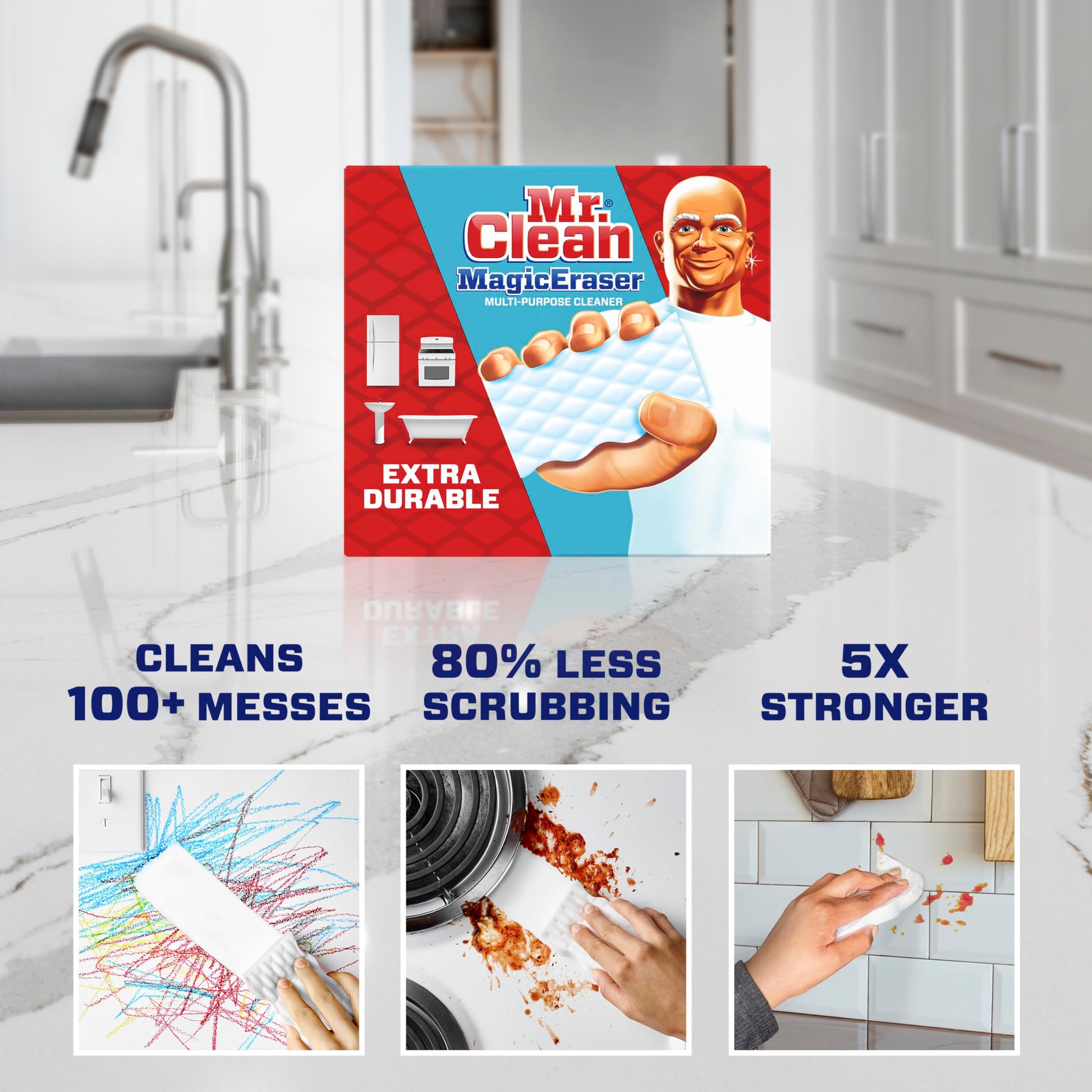 Mr. Clean Magic Eraser Extra Durable Scrubber & Cleaning Sponge 4ct. - Available at All In One Marketplace Canada