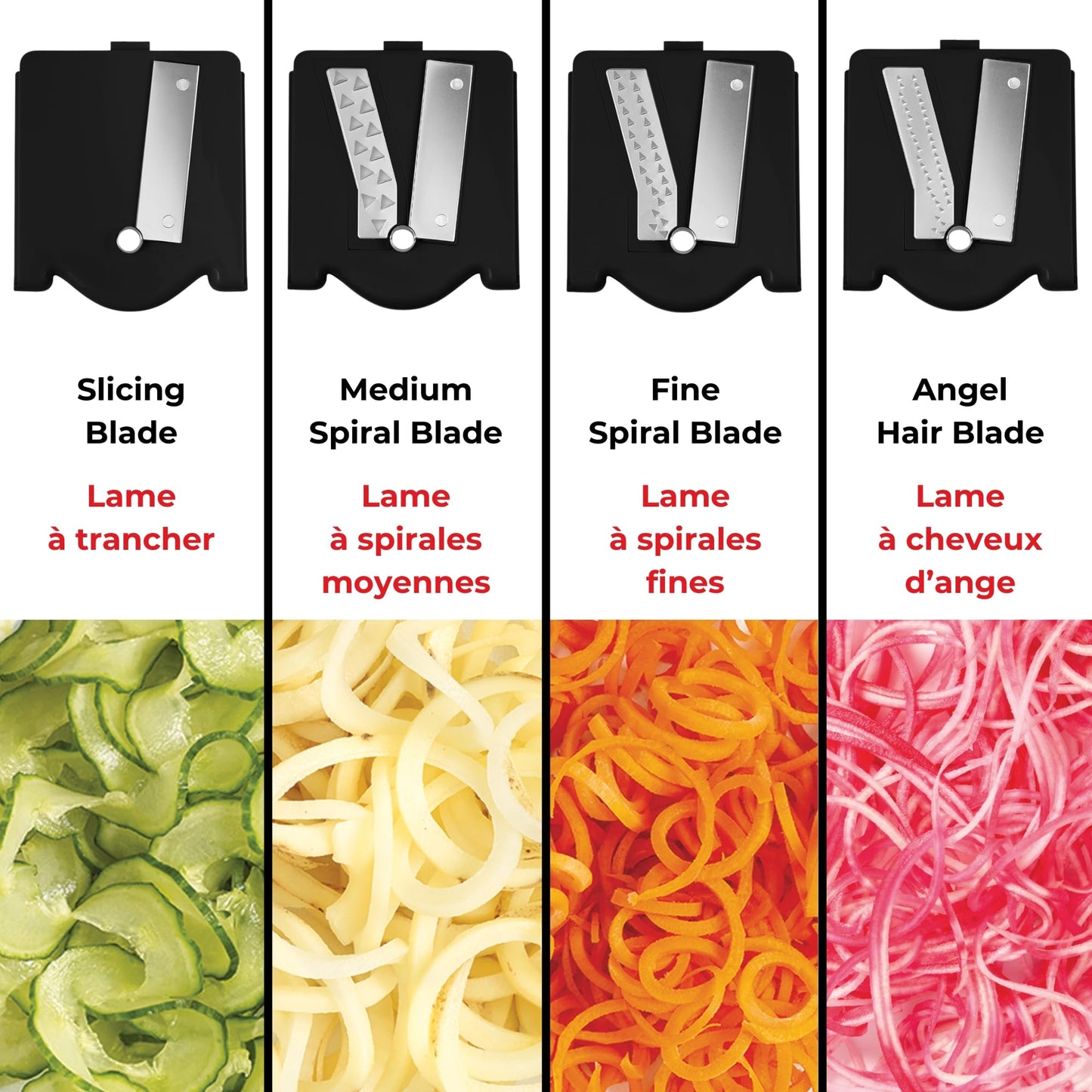 Starfrit Spiralizer, 4 Blades, Veggie Noodle Maker, Suction Base Starfrit