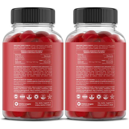 Vitamin D3 1000 IU + B12 1000mcg Per Serving | Chewable Vitamins B & D Gummies for Adults, Kids, Women & Men | Enhanced With Folate for Energy & Immunity | 120 Gummies - Available at All In One Marketplace Canada