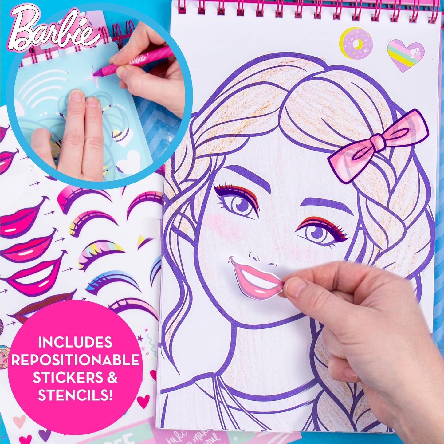 Barbie Makeup Artist Magazine, Create Your Own Hair & Makeup Looks Using Stencils, Stickers, Crayons, Pretend Makeup, Barbie Toys, Barbie Craft Kits, Drawing Kit, 6 Year Old Girl Birthday Gift Horizon Group USA