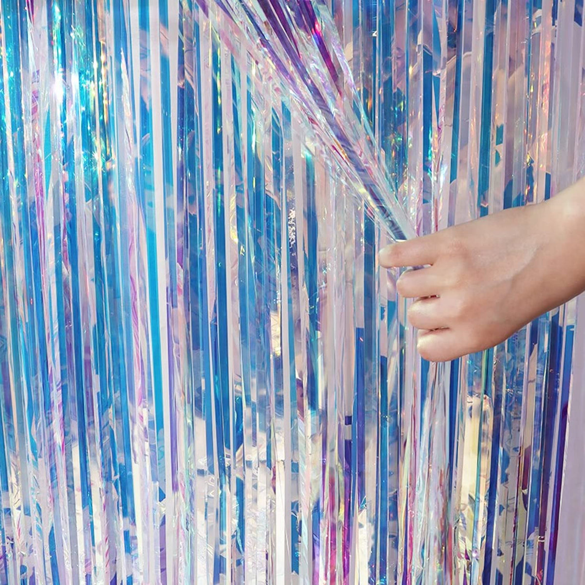 GREATRIL Iridescent Party Tinsel Fringe Backdrop Decorations - Holographic Foil Streamers Curtain for Frozen/Disco Ball/Mermaid/Birthday/Bachelorette/Winter/Christmas Themed - 3.2ft x 6.5ft - 2 PCS 🍁 All In One Marketplace Canada