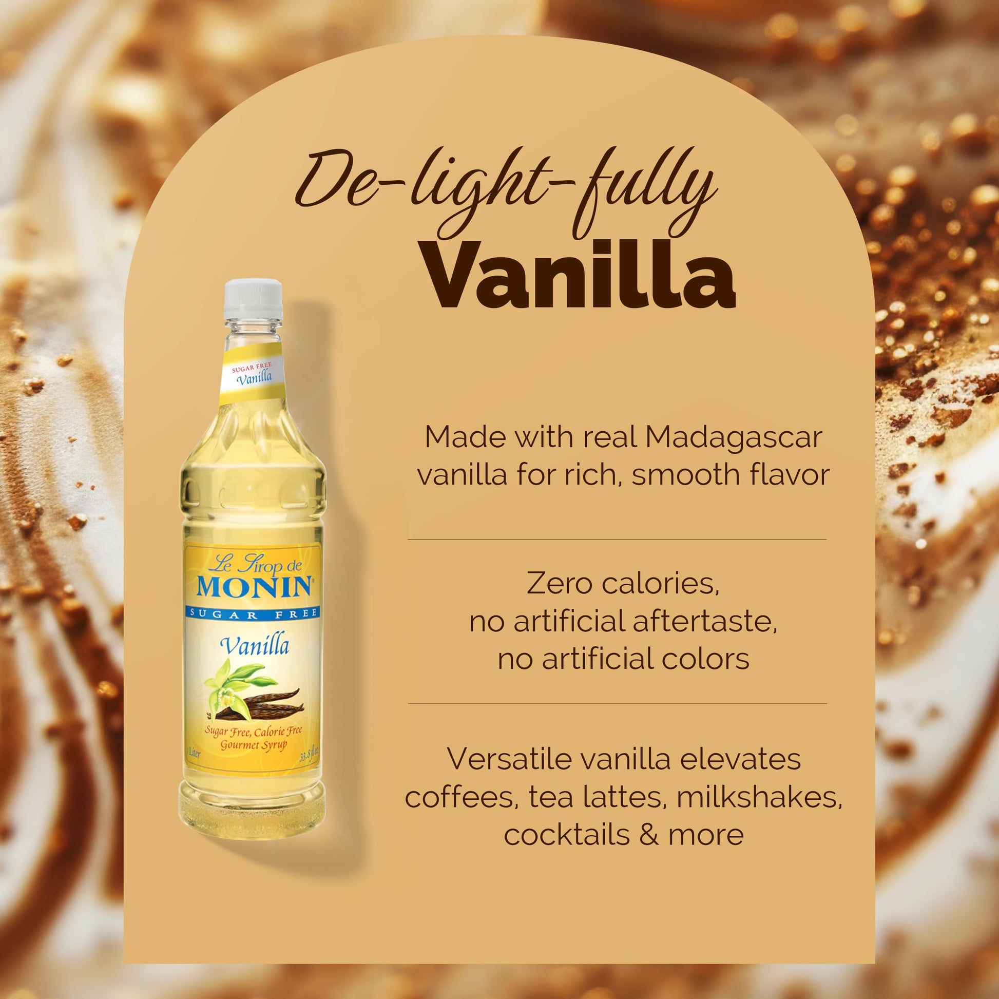 Monin - Sugar Free Vanilla Syrup | Premium Calorie-Free Syrup | Pure & Rare Madagascar Vanilla for Coffee, Lattes & More (BPA-Free Plastic Bottle, 33.8 fl oz) - Available at All In One Marketplace Canada