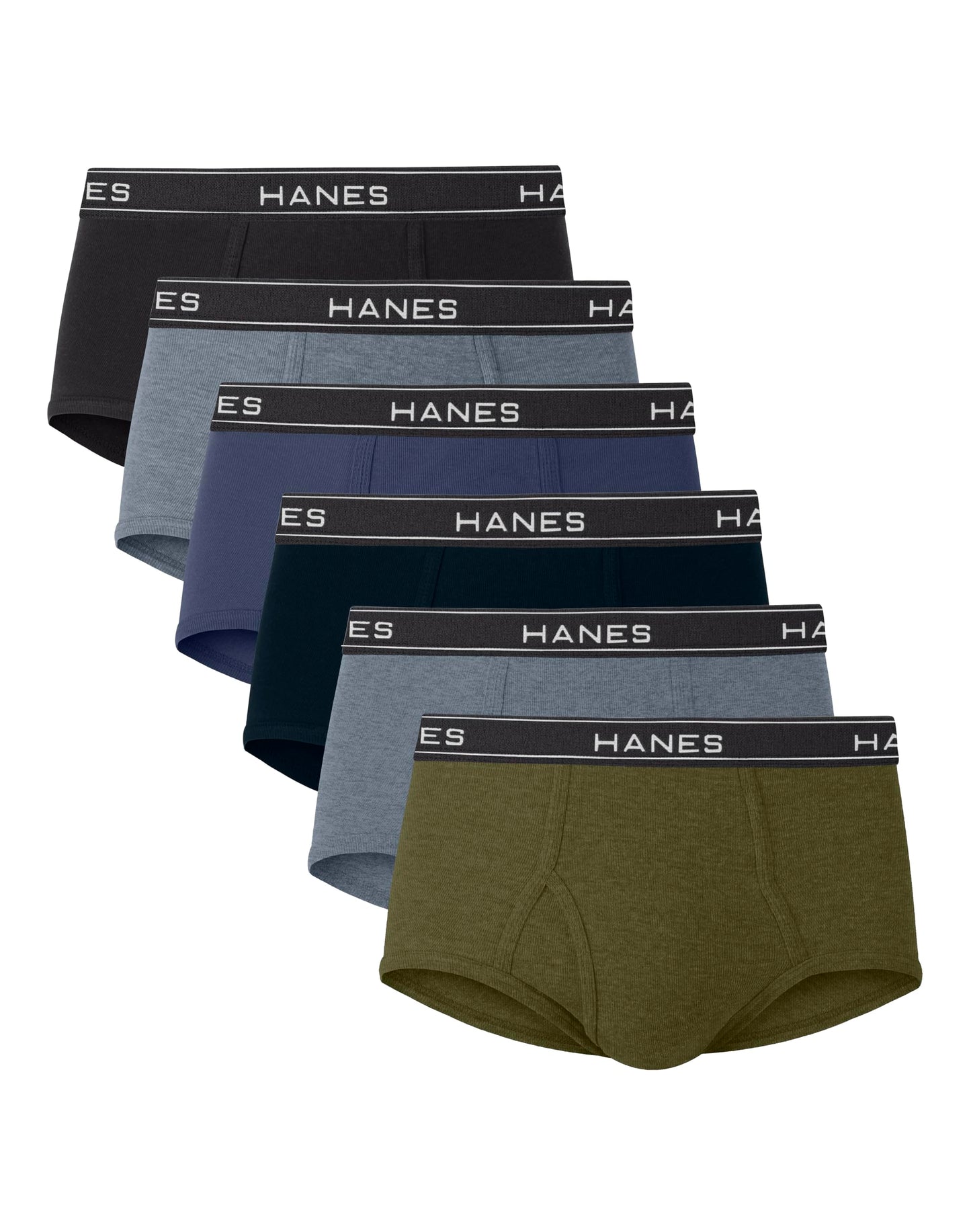 Hanes Mens 6-pack Exposed Waistband Mid-rise Briefs-underwear, White/Black, Large US 🍁 All In One Marketplace Canada