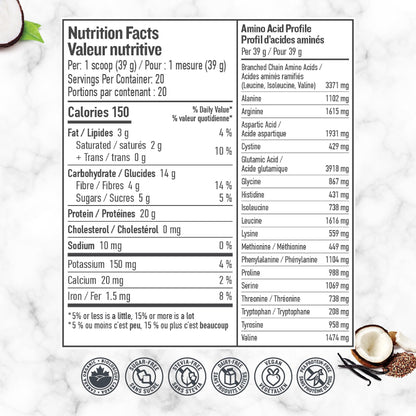 Botanica Organic Vegan Perfect Protein Powder – Plant-Based, Gluten Free, Stevia & Sugar Free – 20 g Protein + 3.4 g BCAAs per Serving, Vanilla, 780 g