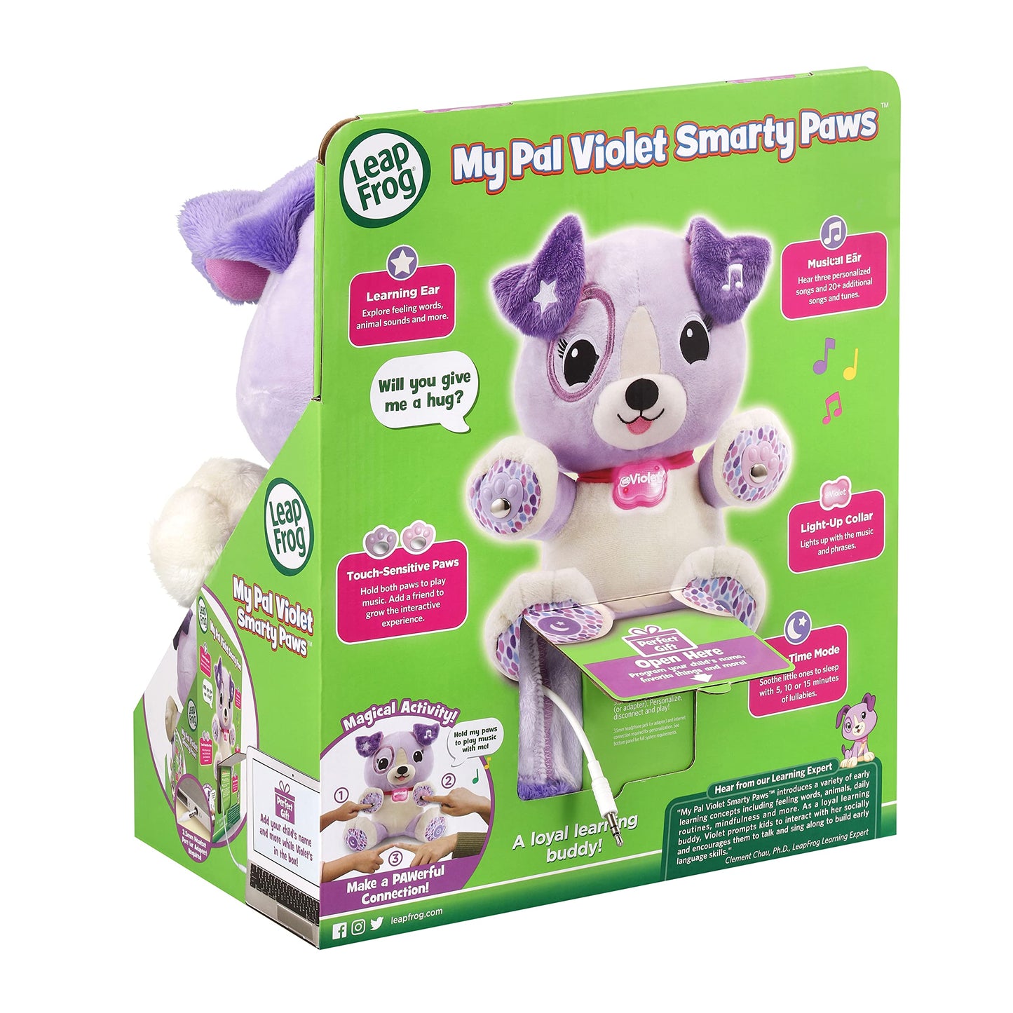 LeapFrog My Pal Violet Smarty Paws, Infant Plush Toy with Personalization, Music and lullabies, Learning Content for Baby to Toddler, English Version LeapFrog