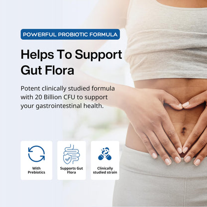 Lactobacillus Reuteri Probiotic 20 Billion CFU - L Reuteri Probiotic - Highest CFU Count, Gut Health, Yogurt Starter Culture, Probiotic With Prebiotic FOS, Made In Canada, 60 Capsules - Available at All In One Marketplace Canada