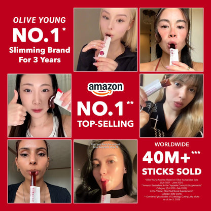 FOODOLOGY Coleology Cutting Stick Jelly (Pomegranate) – Dietary Fiber Supplement for Healthy Weight Management, Chia Seeds & Garcinia Cambogia, Korean Beauty with Collagen – 10 Sticks - Available at All In One Marketplace Canada