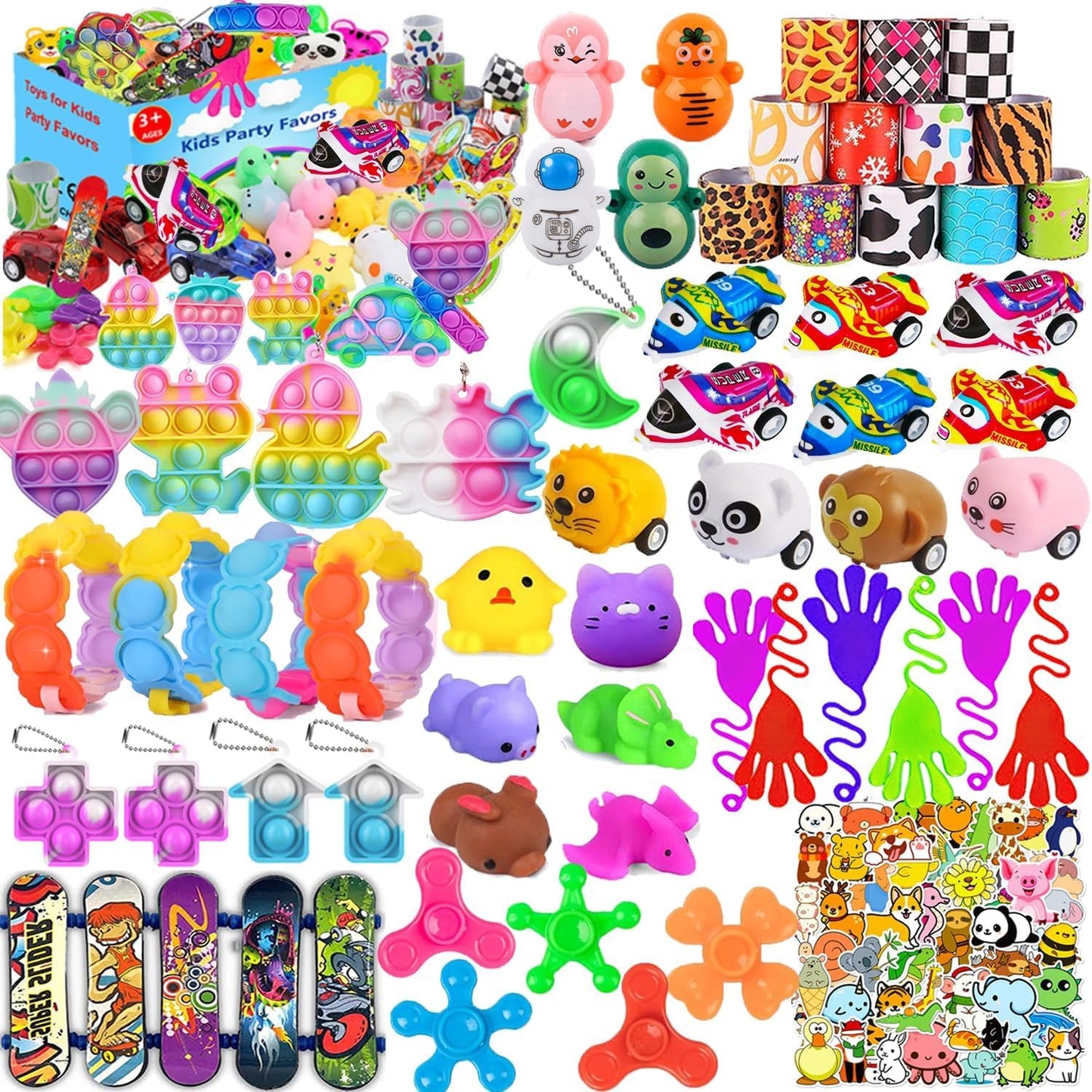 124 Pcs Party Favors for Kids 6-8 8-12, Birthday Gifts, Treasure Chest Toys, Carnival Prizes, School Classroom Party Supplies, Pinata Filler, Stocking Stuffers, Goodie Bag Items for Kids
