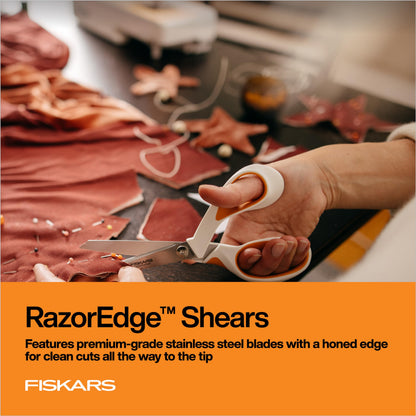 Fiskars RazorEdge Fabric Scissors - 8" Heavy Duty Fabric Shears with SoftGrip Ergonomic Handle, Premier Grade Stainless Steel Blades Fiskars