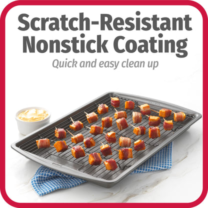 GoodCook Premium Nonstick Crispy Baking Pan Set, 15x10.5, Dark Gray