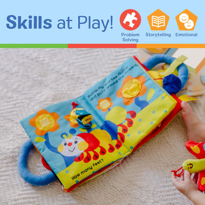 Melissa & Doug K’s Kids My First Activity Book, Soft Cloth Baby Book with Infant Toys—Puppets, Crinkles, Buttons, Buckles & Clock, Machine Washable Montessori Baby Toys for Kids 0–24 Months Melissa & Doug