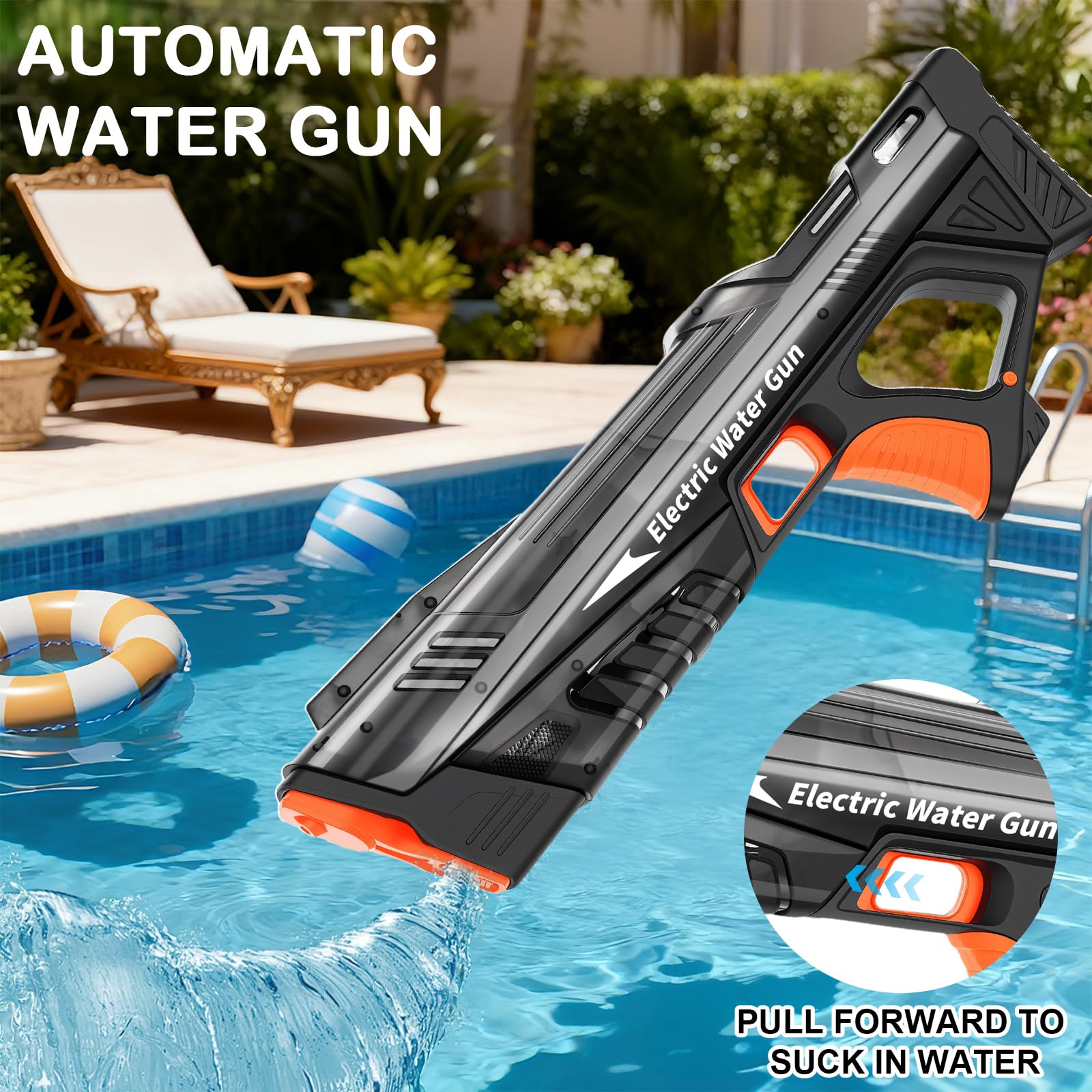 2Packs Electric Water Gun for Kids & Adults, Automatic Fill Up, Powerful Squirt Guns with 28-32 FT Long Range, Summer Outdoor Pool Beach Water Pistol/Blaster Toys