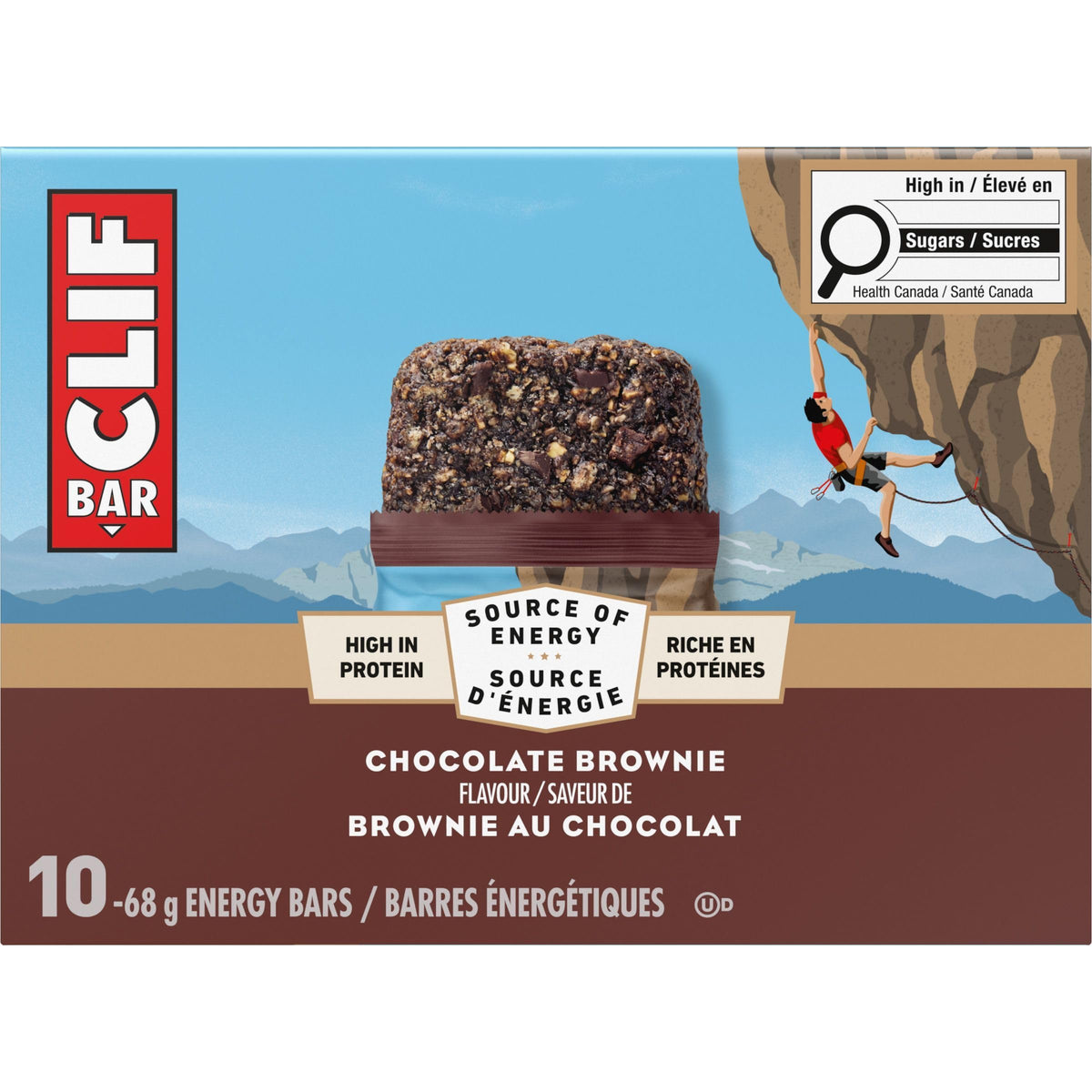 Clif Bar, Energy Bars, Chocolate Brownie, High Protein, 680 g (Pack of 10)