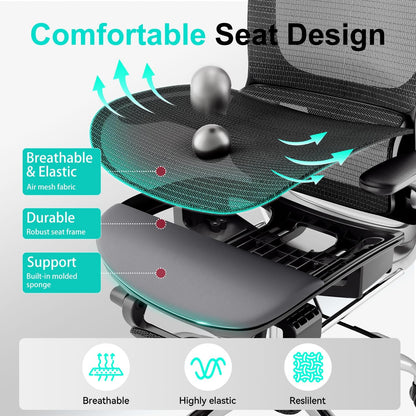 Ergonomic Office Chair,Office Chair with Tilt Function,Mesh Office Chair with Footrest,Ergonomic Chair with Adaptive Backrest, Adjustable Headrest and Flip-Up Armrests - Available at All In One Marketplace Canada