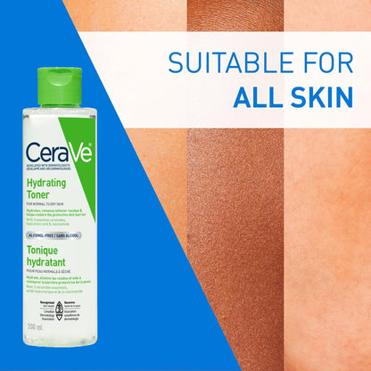 CeraVe Hydrating Toner for Face with Hyaluronic Acid, Niacinamide, and Ceramides for Sensitive Dry Skin | Alcohol-Free, Fragrance-Free, Non Comedogenic | Full Size, 200 mL - Available at All In One Marketplace Canada