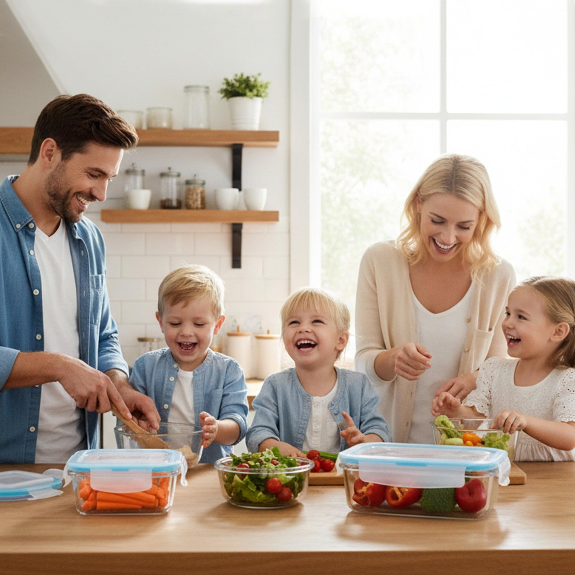 KICHLY 9 Pack Glass Container Food Storage with Airtight Lids, Leakproof Lunch Boxes, BPA-Free, Large, Small and Round Meal Prep Glass Storage Containers, Microwave Safe - Available at All In One Marketplace Canada