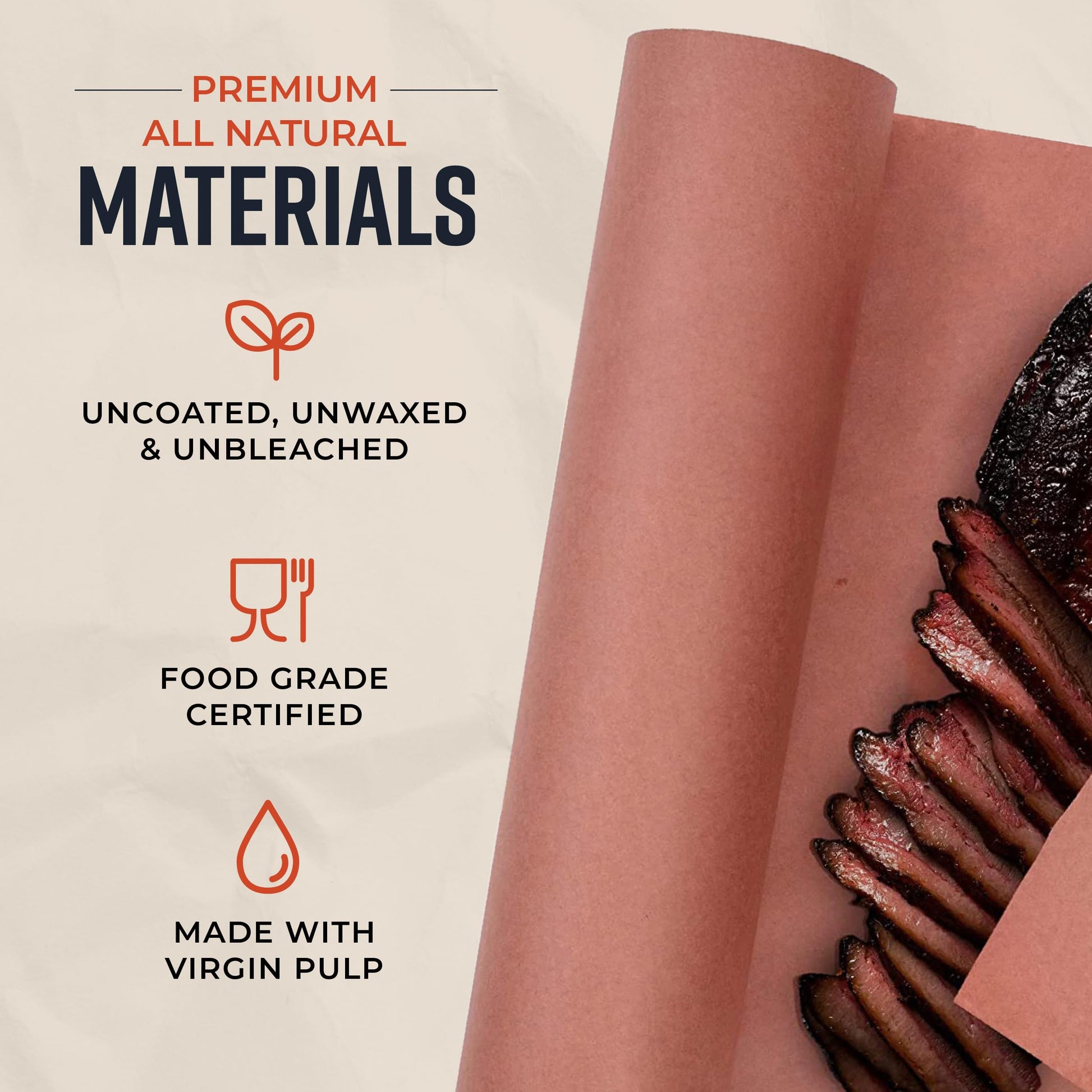 Bryco Goods Pink Butcher Paper Roll - 18 Inch x 100 Feet - Food Grade Peach Paper for Smoking & Grilling Meat, BBQ, Brisket - Unbleached Unwaxed Uncoated