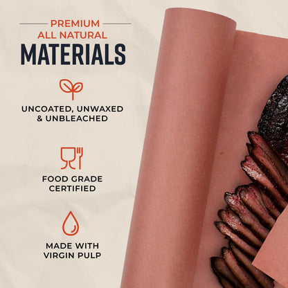 Bryco Goods Pink Butcher Paper Roll - 18 Inch x 100 Feet - Food Grade Peach Paper for Smoking & Grilling Meat, BBQ, Brisket - Unbleached Unwaxed Uncoated