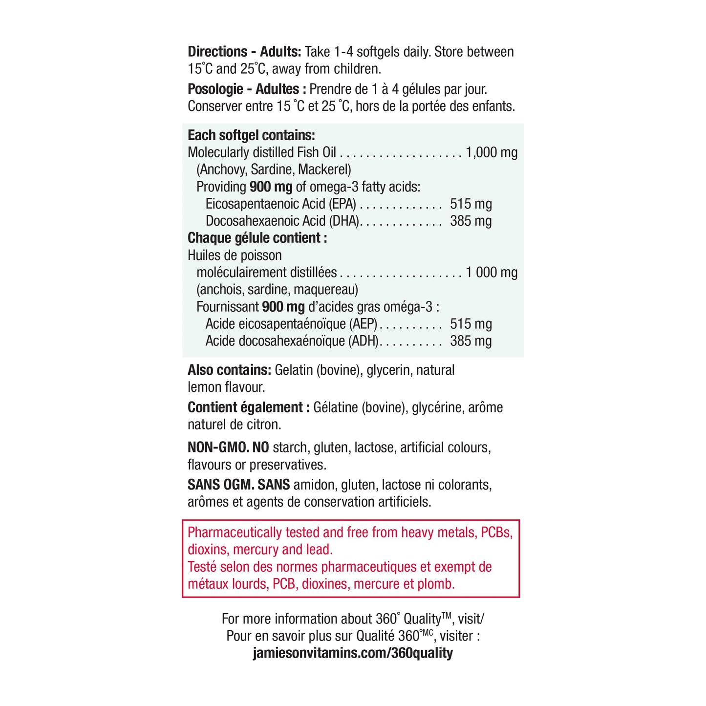 Jamieson Ultra-Strength Omega-3 900 mg, No Fishy Aftertaste, Supports Heart, Brain, and Eye Health, Arthritis Support. High Potency, with EPA and DHA, Non-GMO, Gluten-Free, 75 Softgels, Proudly Canadian - Available at All In One Marketplace Canada