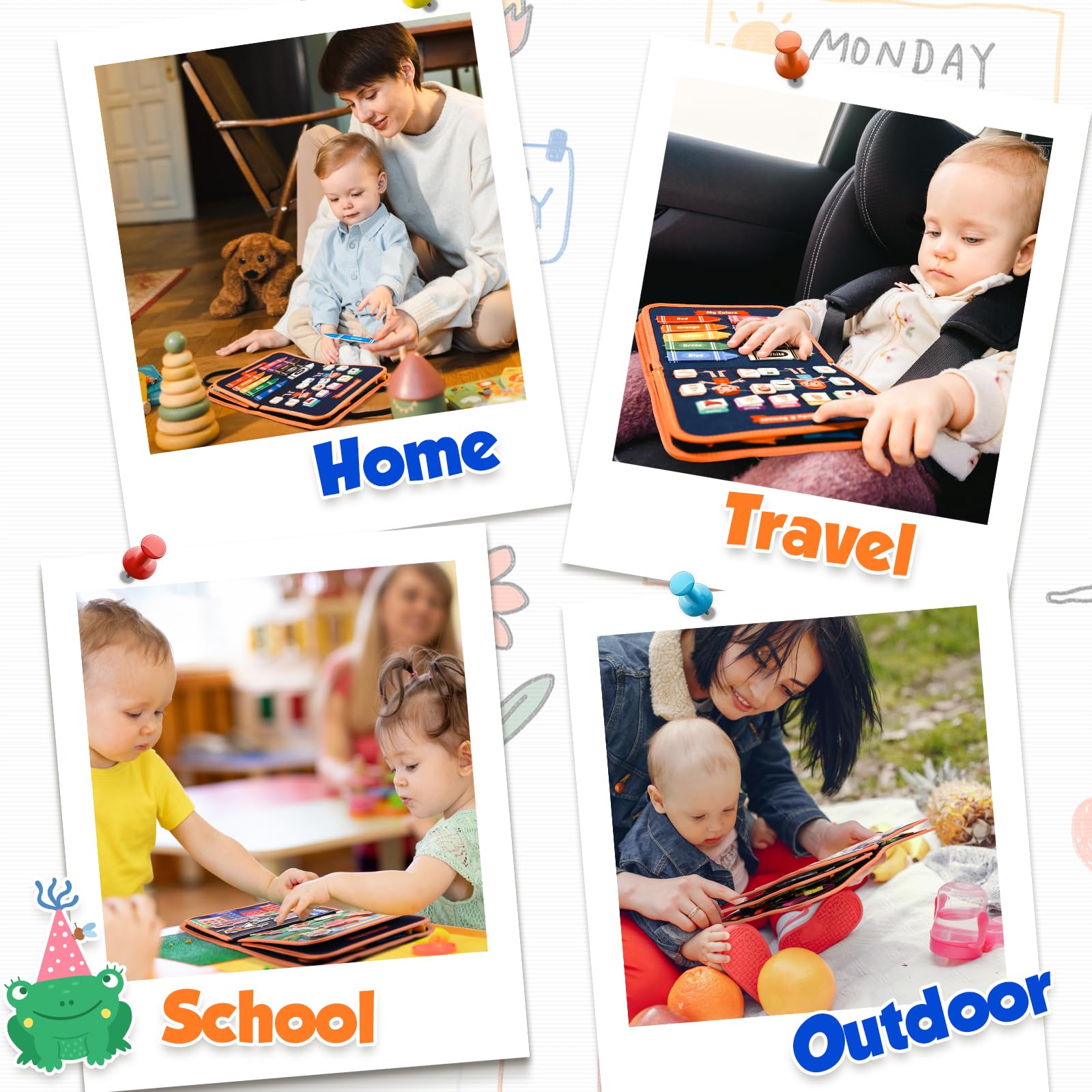 ZOOI Toddler Toys Busy Board - Montessori Toys for 1-5 Year Old Boy Girl Birthday Gifts for Kids, Sensory Toys Baby Essentials, Busy Book for Toddlers 1-5 Year Old, Airplane Activities Toys Gifts
