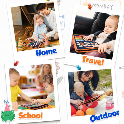 ZOOI Toddler Toys Busy Board - Montessori Toys for 1-5 Year Old Boy Girl Birthday Gifts for Kids, Sensory Toys Baby Essentials, Busy Book for Toddlers 1-5 Year Old, Airplane Activities Toys Gifts