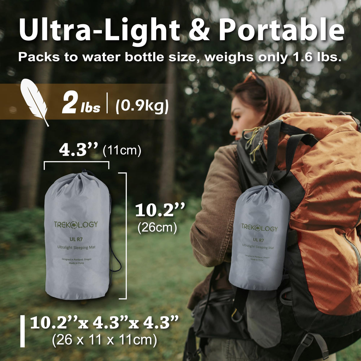 TREKOLOGY UL R7 Ultralight Sleeping Pad – R-Value 7.2, Insulated Camping Mattress for 4-Season Comfort, Inflatable Sleep Mat for Backpacking, Hiking, Winter Camping, Compact & Lightweight (Green) 🍁 All In One Marketplace Canada