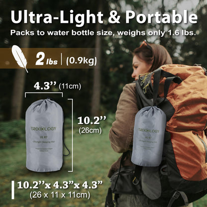 TREKOLOGY UL R7 Ultralight Sleeping Pad – R-Value 7.2, Insulated Camping Mattress for 4-Season Comfort, Inflatable Sleep Mat for Backpacking, Hiking, Winter Camping, Compact & Lightweight (Green) 🍁 All In One Marketplace Canada