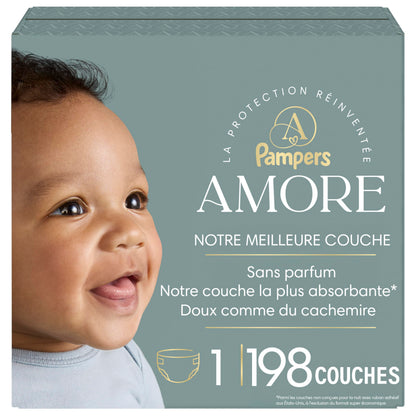 Pampers AMORE, Size 1, Our Best Diaper, 1 Pack (Count of 198)