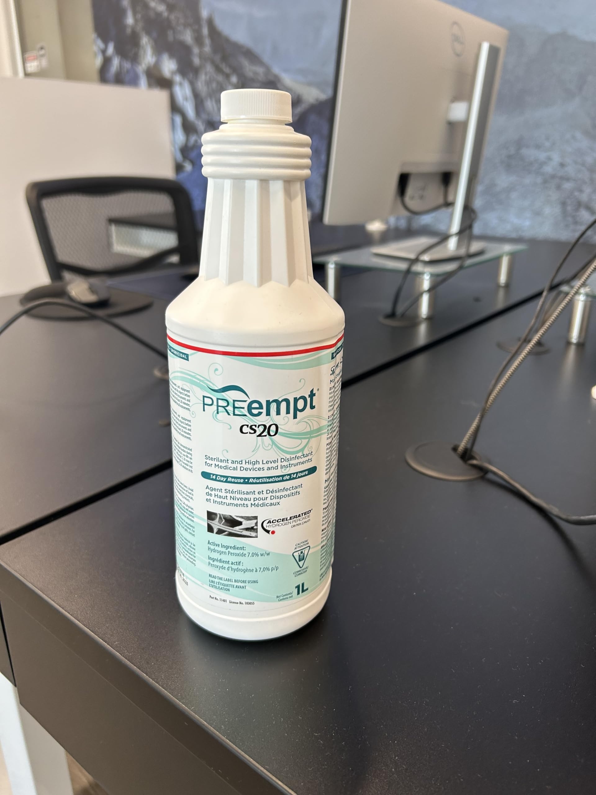 PREempt CS20 Sterilant and High-Level Disinfectant for Medical Devices and instruments, 1 Liter PREempt