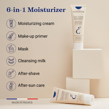 Embryolisse Lait-Crème Concentré, Multifunction Daily Moisturizer, Primer, and Makeup Remover, Suitable for All Skin Types. French Face Cream With Shea Butter & Aloe Vera - 30ml