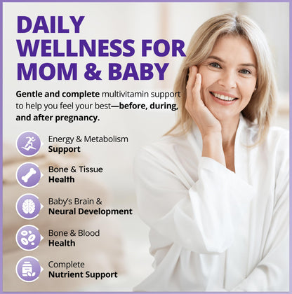 CanPrev Prenatal Multi 120 Caps 30-Day Supply - Prenatal Vitamins with Folic Acid for Pregnancy & Breastfeeding, Women's Prenatal Multivitamin & Mineral, 1000 mcg Active Folate - Non-GMO & Gluten-Free - Available at All In One Marketplace Canada