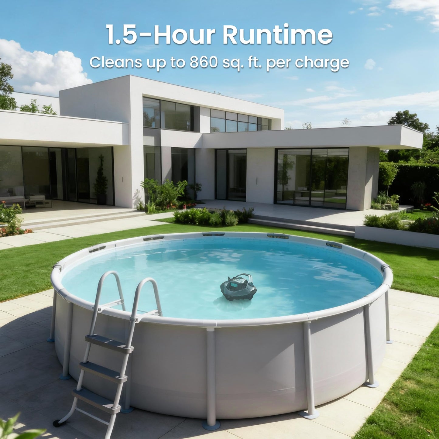 AIPER Seagull SE Cordless Robotic Pool Cleaner, Pool Vacuum Lasts 90 Mins, LED Indicator, Self-Parking, for Flat Above-Ground Pools up to 33 Feet - Gray