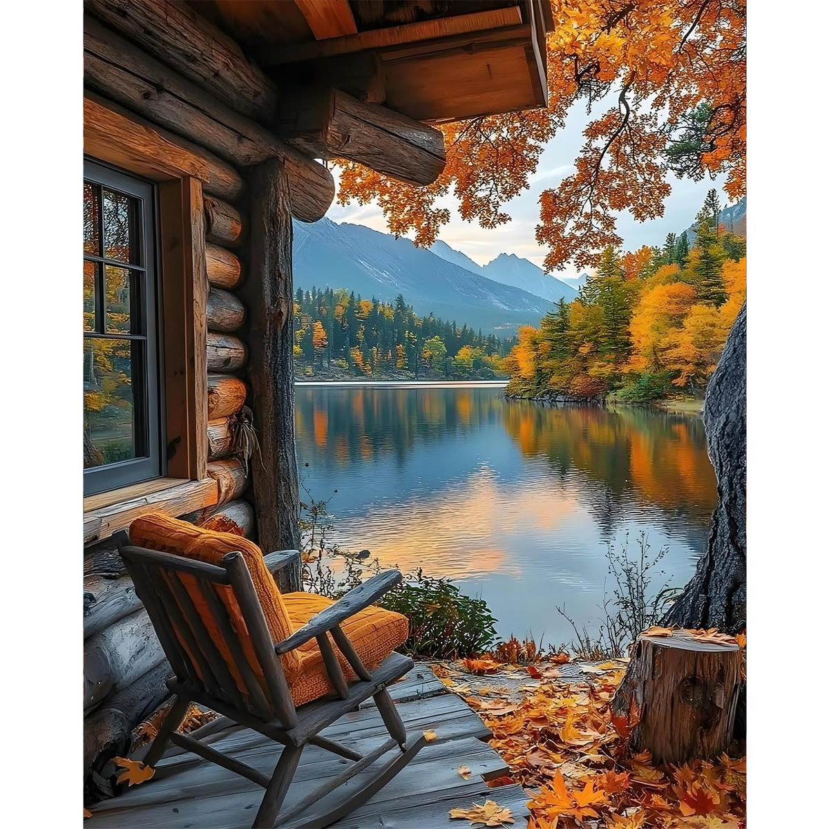 Paint by Numbers Adult Kit, Fall Lake Cabin Number Painting Canvas Kit 🍁 All In One Marketplace Canada