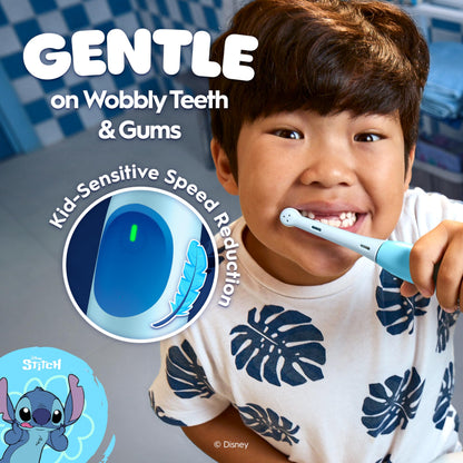 Oral-B iO Kids Rechargeable Electric Powered Toothbrush, Stitch with 1 Gentle Care Brush Head - Automatic Pressure Sensor to Protect Gums - 3 Cleaning Settings - 2 Min Music Timer - 28 Day Battery Life - Available at All In One Marketplace Canada
