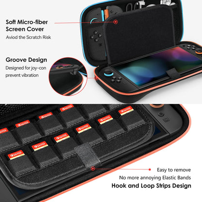 ivoler Carrying Case for Nintendo Switch 2 (2025 Model), Portable Hard Shell Pouch Carrying Travel Game Bag for Switch 2 Accessories Holds 12 Game Cartridge, Black