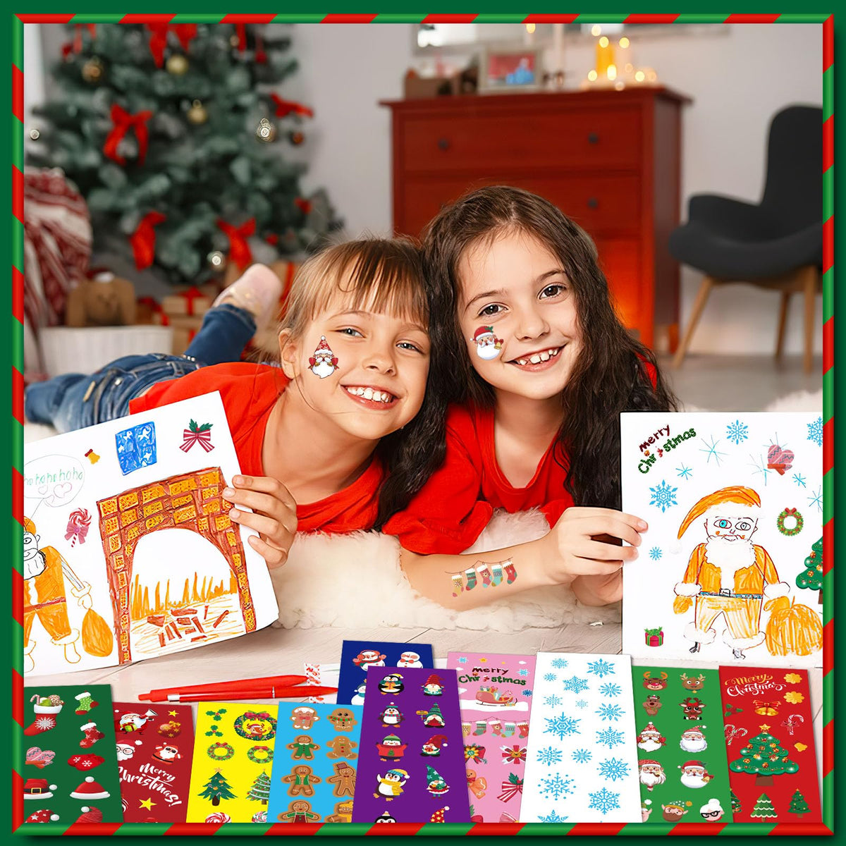 FEBSNOW Christmas Stickers, 100 Sheets Christmas Stickers for Kids Over 1300pcs Vinyl Waterproof Xmas Scrapbook Stickers Holiday Crafts Snowman Snowflakes Stickers Christmas Party Favors Gifts Decor 🍁 All In One Marketplace Canada