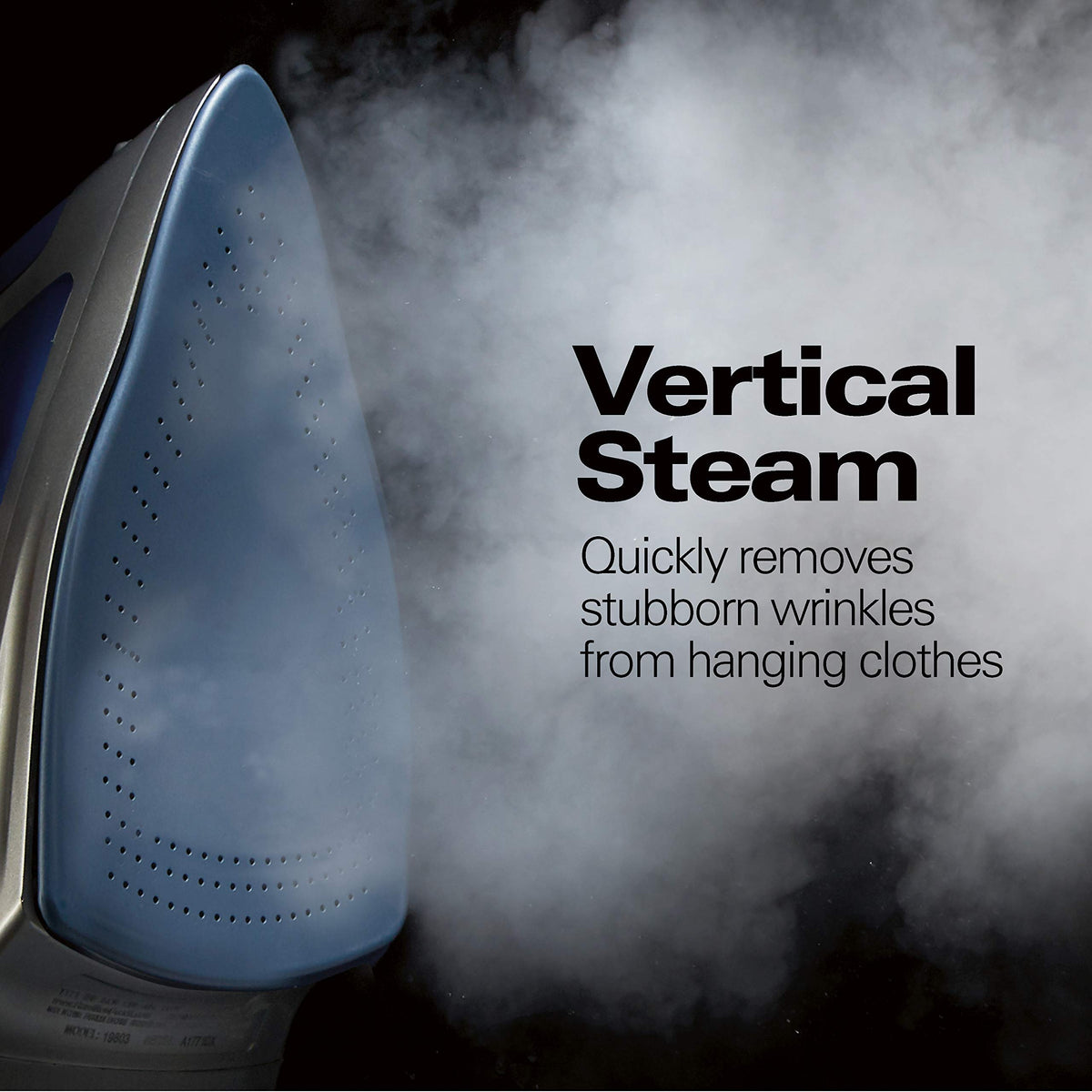 Hamilton Beach Steam Iron for Clothes with Durathon Nonstick Soleplate, Retractable Cord, Vertical Steam, Self-Clean, Anti-Drip, 1500 Watts, Blue, 19803