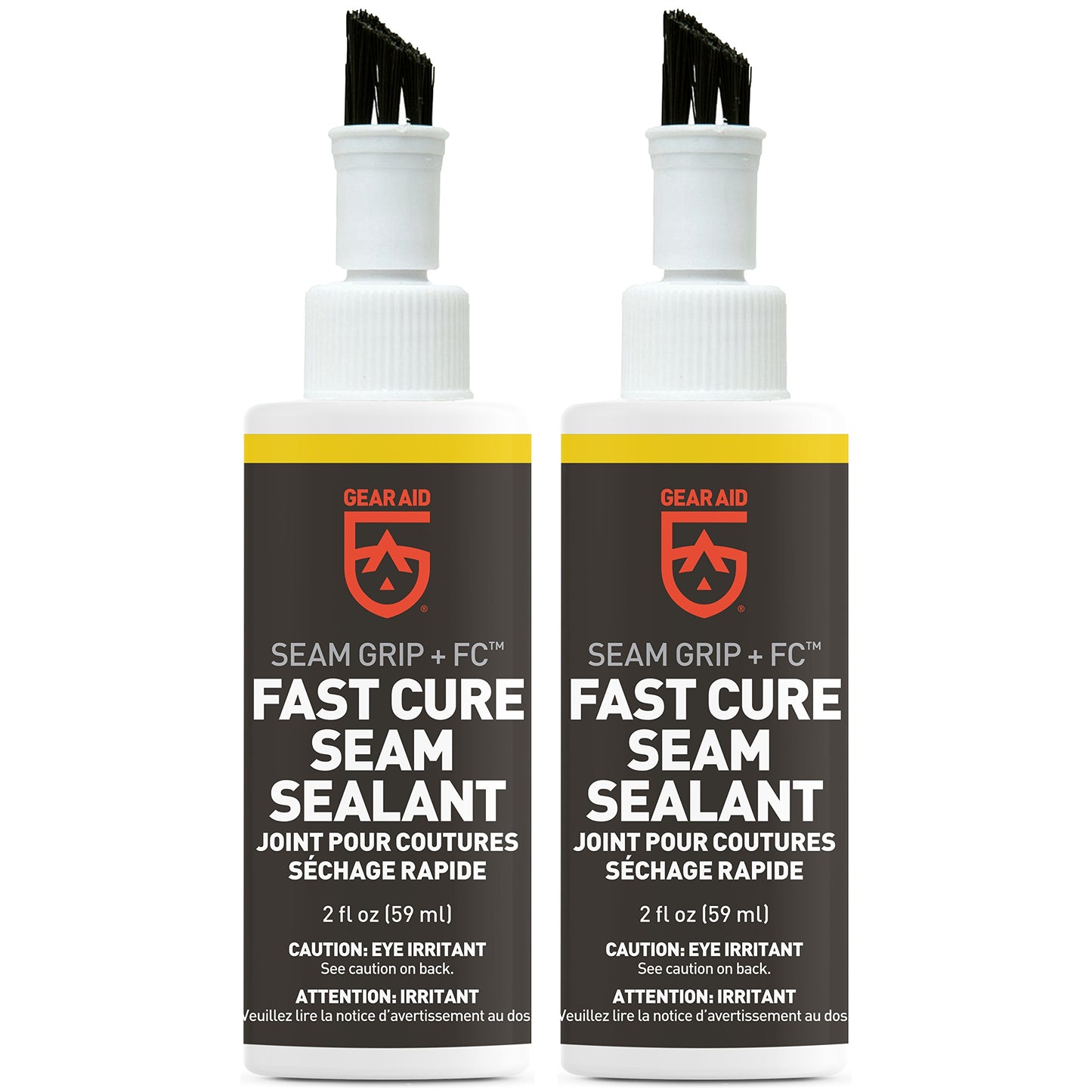 GEAR AID Seam Grip FC Fast Cure Sealant for Sealing Seams on Tents, Rainflies, Shelters, Awnings, Tarps and Pop-ups Made of Nylon, Vinyl, Clear, 2 fl oz, 2 Pack Gear Aid