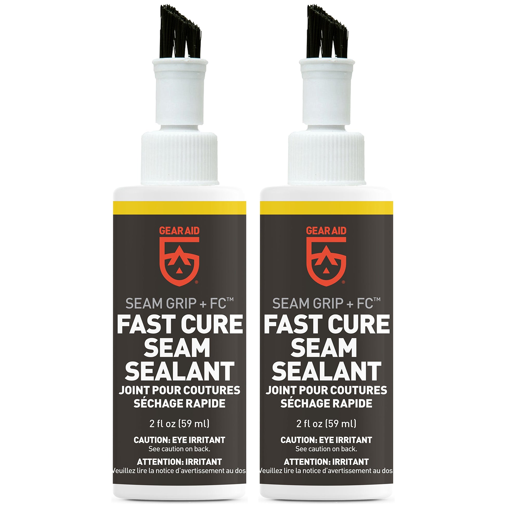 GEAR AID Seam Grip FC Fast Cure Sealant for Sealing Seams on Tents, Rainflies, Shelters, Awnings, Tarps and Pop-ups Made of Nylon, Vinyl, Clear, 2 fl oz, 2 Pack Gear Aid