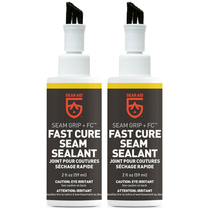 GEAR AID Seam Grip FC Fast Cure Sealant for Sealing Seams on Tents, Rainflies, Shelters, Awnings, Tarps and Pop-ups Made of Nylon, Vinyl, Clear, 2 fl oz, 2 Pack Gear Aid