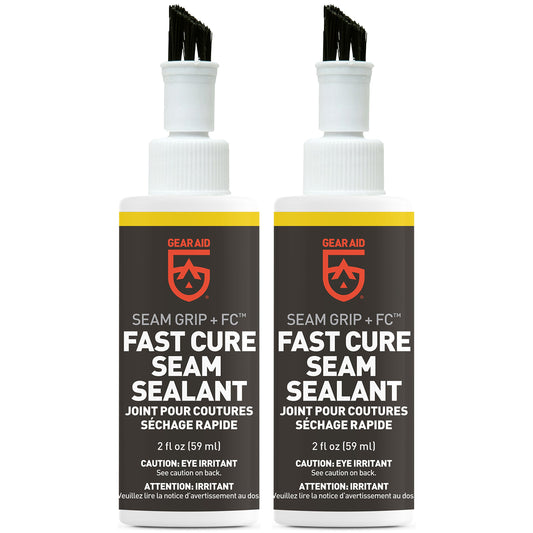 GEAR AID Seam Grip FC Fast Cure Sealant for Sealing Seams on Tents, Rainflies, Shelters, Awnings, Tarps and Pop-ups Made of Nylon, Vinyl, Clear, 2 fl oz, 2 Pack Gear Aid